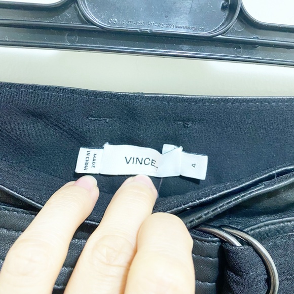 Vince Belted Super Soft Lamb Leather Jogger Pants 4 Black on Black - Picture 6 of 9